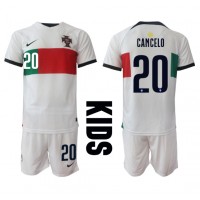 Fotballdrakt Barn Portugal Joao Cancelo #20 Bortedraktsett VM 2022 Kortermet (+ Korte bukser)